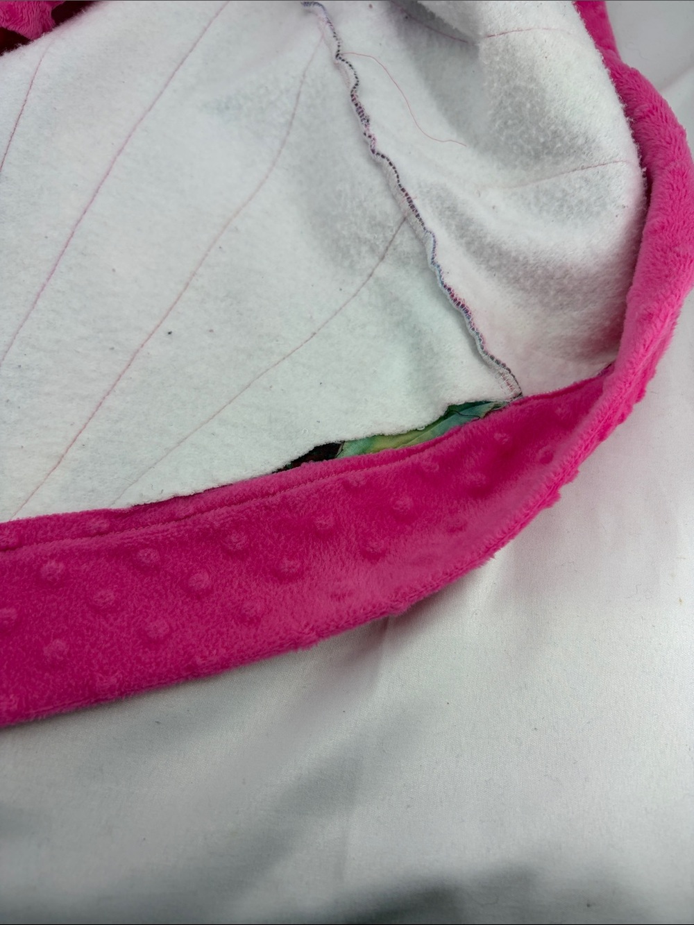 One-of-a-Kind Womens Vibrant Pink Patchwork Quilted Open Front Jacket, est sz XL - Picture 8 of 15